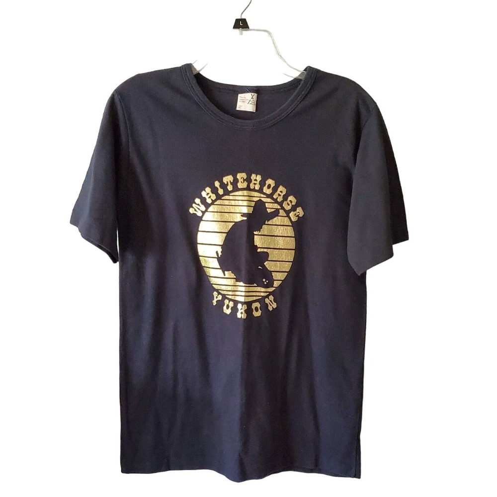 Vintage Teepee Handicrafts T-Shirt Womens L WHITEHORSE YUKON Canada Black Gold